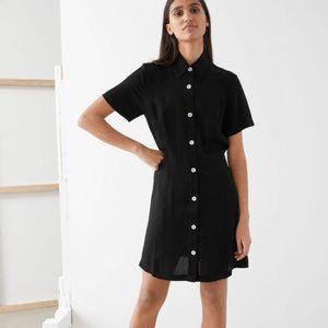 & Other Stories Black Button Down Mini Dress